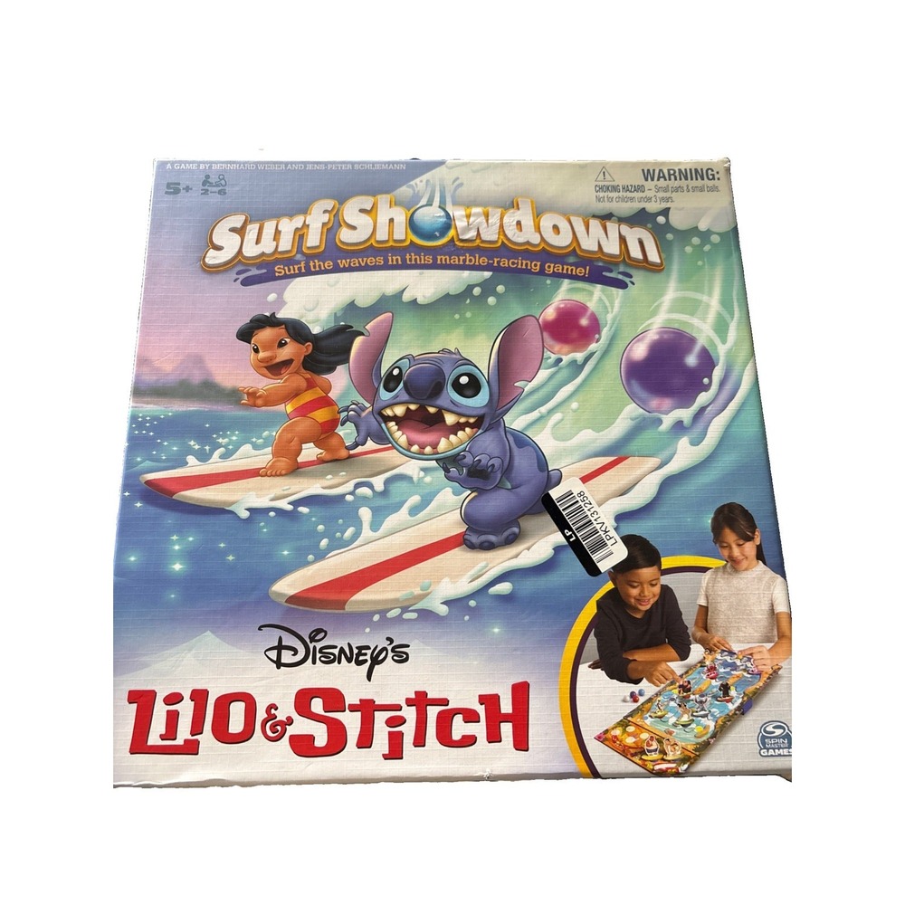 Spin Master Games Disney Lilo & Stitch Surf Showdown Board Game, Marble Racing.
